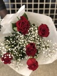 Bouquet de 5 Roses et Gypsophiles | Verttige