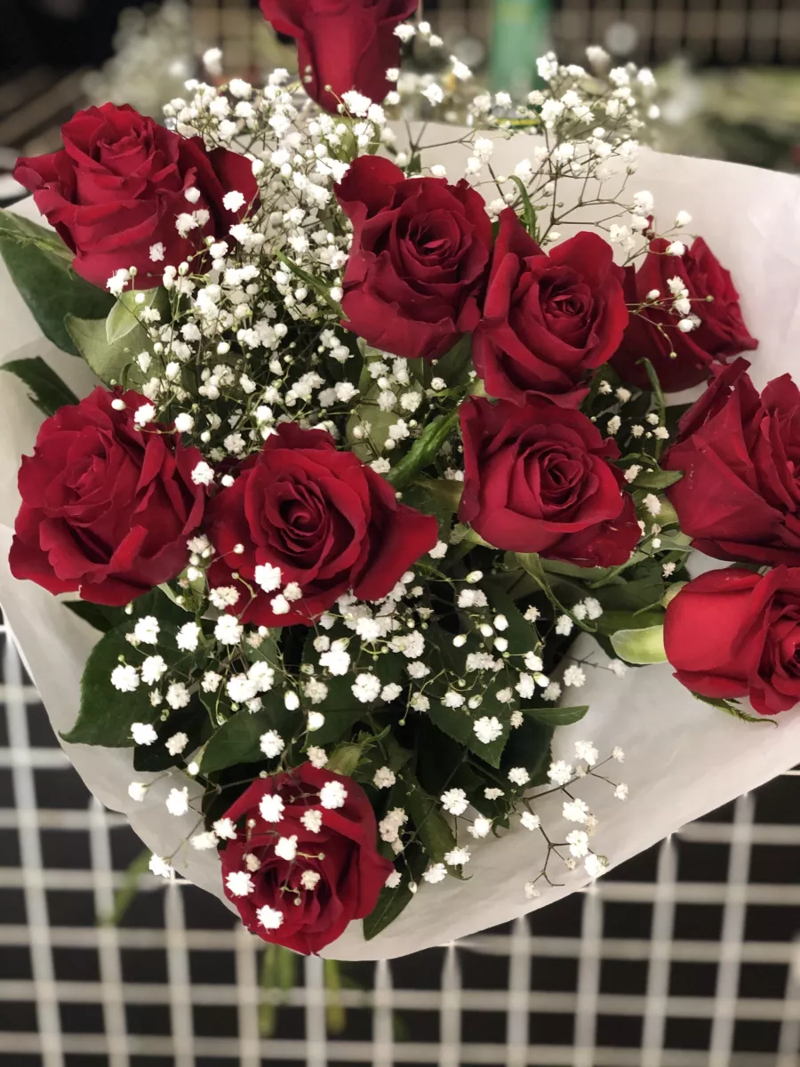 Bouquet de 11 Roses et Gypsophiles | Verttige