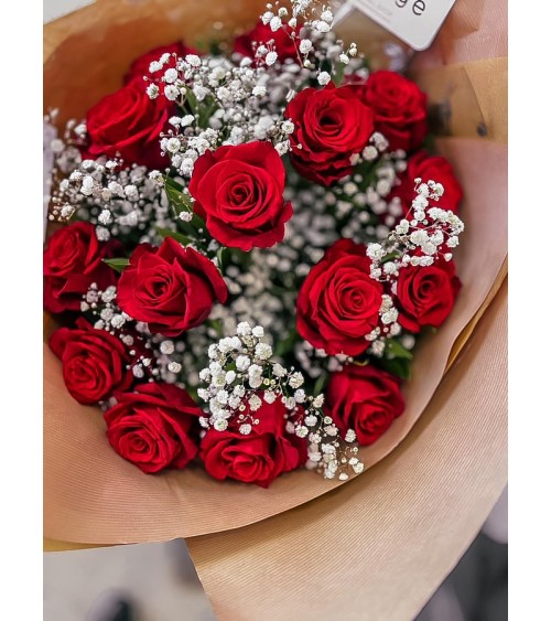 Bouquet de 18 rose rouge
