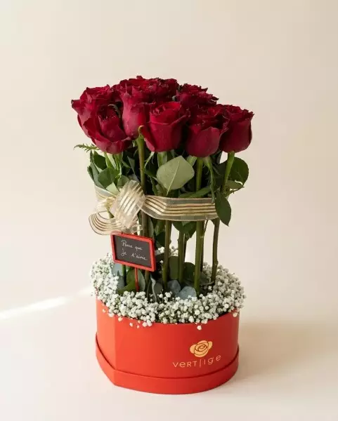 Big Love – Écrin Cœur Rouge Garni de Roses | Verttige