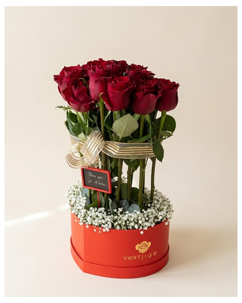 Big Love – Écrin Cœur Rouge Garni de Roses | Verttige