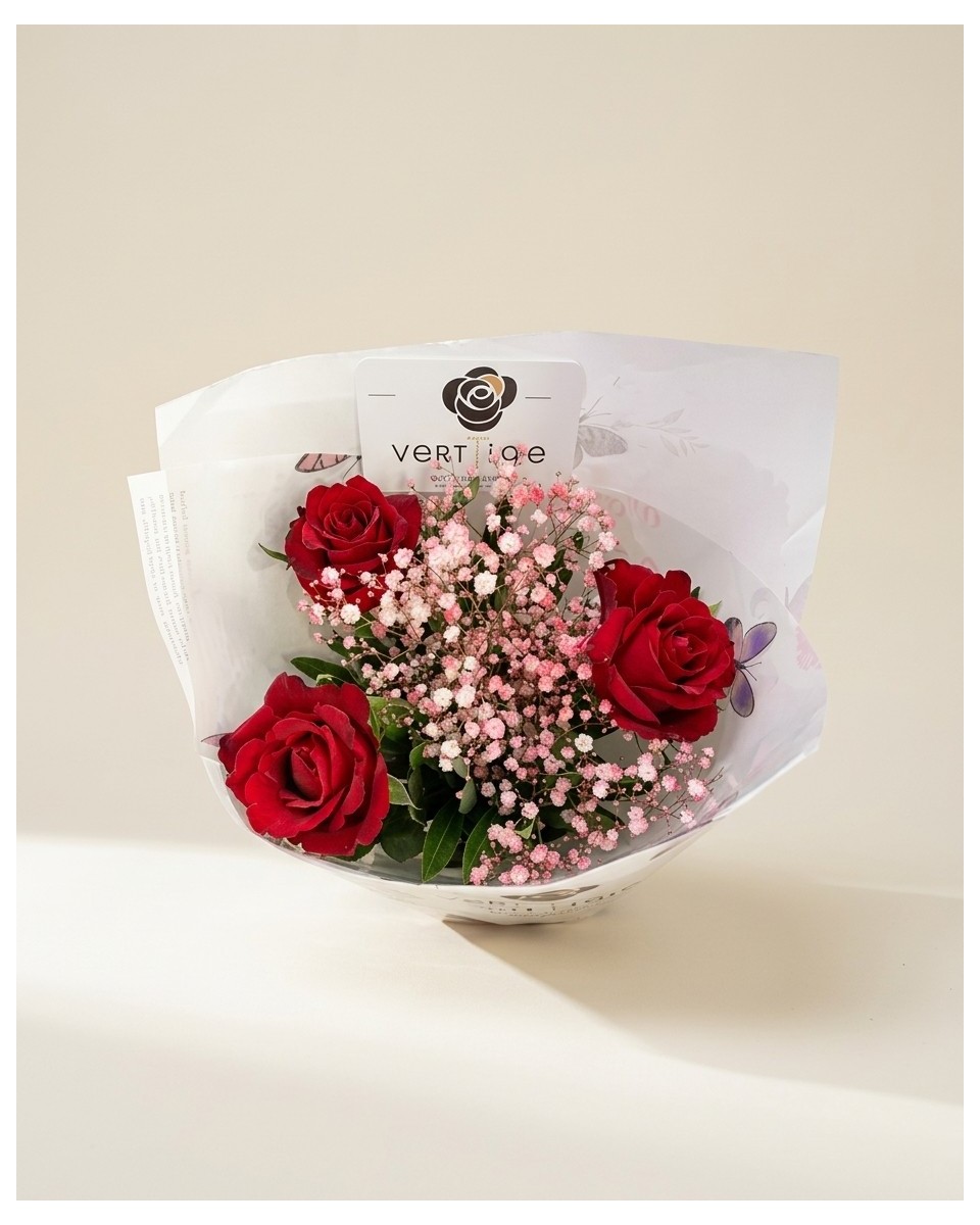 Joli Bouquet de 3 Roses | Verttige Fleuriste